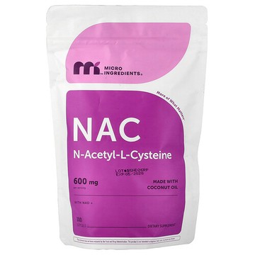 Micro Ingredients, 含 NAD+ 的 NAC（N-乙酰半胱氨酸）軟膠囊，300 粒