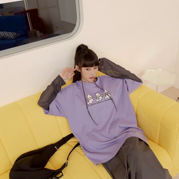 P/D幽靈 三隻抱貓幽靈印圖短袖上衣