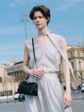 Drapery Checkered Sleeveless Blouse (SW5MB228-08)