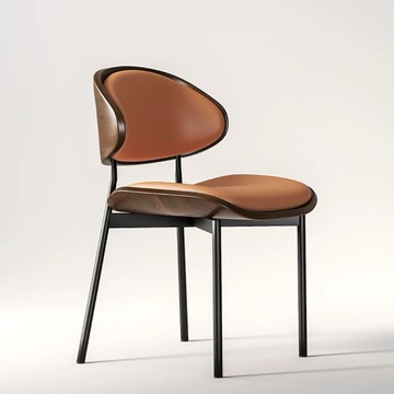 伊姆斯餐椅意式北歐家用中古風餐廳輕奢現代簡約胡桃實木靠背椅子[DD010109]