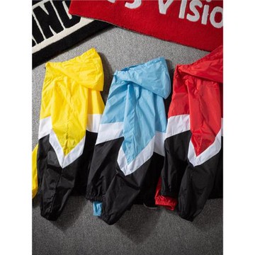 夏季薄款防曬衣男士潮流拼接外套透氣戶外冰絲防曬服連帽速干夾克