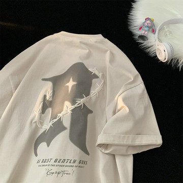 美式復古純棉t恤男夏季新款設計感小眾短袖上衣高街潮牌潮流休閑鑫弘-衣錦男裝