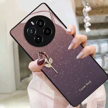 適用Realme真我GT5pro手機殼RMX3031專用5Goppo新款玻璃郁金香情侶簡約個性本命年2024男女中國紅軟套軟邊