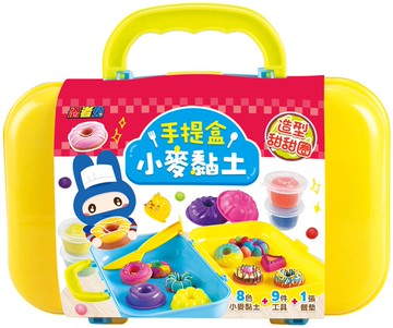 忍者兔手提盒小麥黏土：造型甜甜圈【8色小麥黏土、9件工具、1張餐墊】