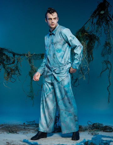 長袖襯衫/不對稱/環保材質/海洋印花/23AW-INF