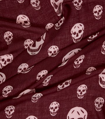 McQueen Skull fringed silk scarf
