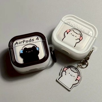 ins風情侶聽歌貓耳適殼🐈適用Airpods 3/ Airpods 4代 2/1代 保護套 耳機殼 耳機套 矽膠軟保護殼