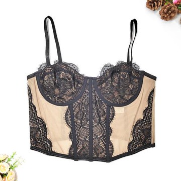 蕾絲透視魚骨胸衣外穿吊帶束腰背心緊身性感網紗純欲薄款內搭歐美