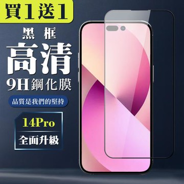 IPhone 14 PRO 保護貼 買一送一全覆蓋玻璃黑框鋼化膜