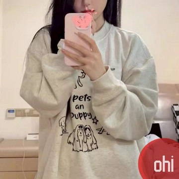 【ohi】大學T 薄款刷毛款任選 長袖上衣 印花衛衣 圓領衛衣 長袖T恤 秋冬款女裝 閨密裝 GHLLW06