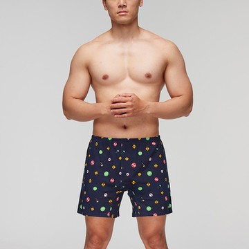 DADADO-轉折停看聽 4L印花四角男內褲(深藍) 天然絲光棉-吸濕排汗-GHQ344DB