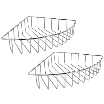 MIKA HOUSE 橘之屋 浴室牆角置物架 Set 2  19.5 x 19.5 x 5cm  銀色  1組