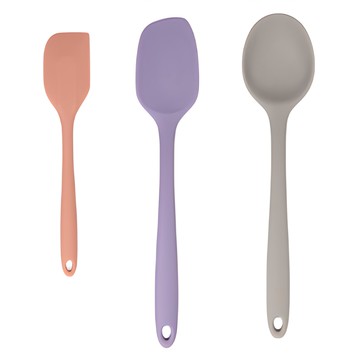 Dailylike Bonbon 矽膠廚房烹飪工具 3件組  刮刀1支 + 迷你刮刀1支 + 多功能湯匙1支  混合色  1組