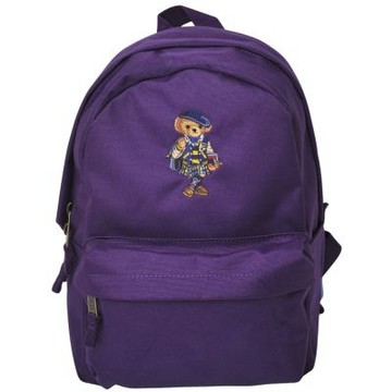 POLO Ralph Lauren 紫色學院小熊刺繡LOGO尼龍後背包