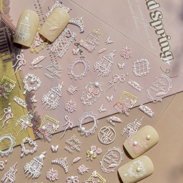 🔥隔日到貨🔥美麗佳人 tomoni浮雕美甲貼紙爆款指甲貼日系花花小兔貼紙