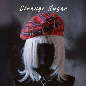 怪糖飾物集原創手工紅藍圣誕格鉚釘貝雷帽暗黑系亞文化紅色