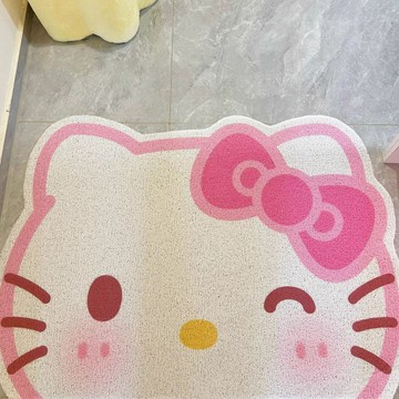 🔥居家裝飾🔥kitty地墊 凱蒂貓租房地毯 KT房間脚墊 防滑耐磨 玄關 浴室 房間 多巴胺KT貓入戶門絲圈地墊地毯