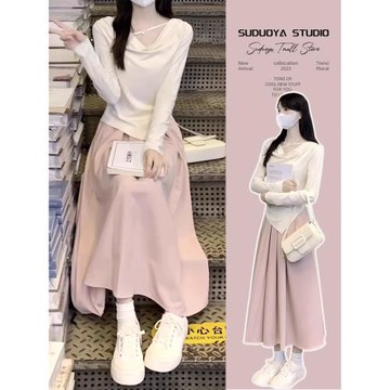 早秋穿搭套裝2025新款法式長袖連衣裙子女高級感搭配一整套時尚裝