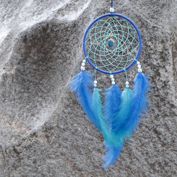 湛藍之海丨生日禮物 Handmade 編織 捕夢網 掛飾-深海藍