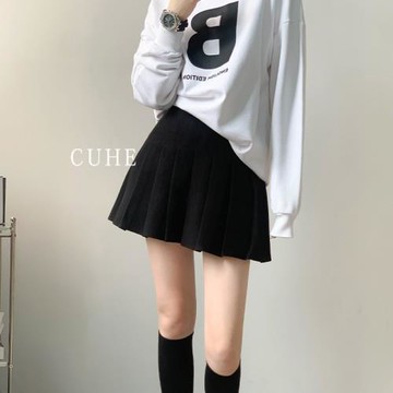 黑色高腰毛呢半身裙女春秋2026年新款小個子jk包臀百褶裙a字短裙