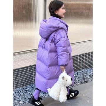 女童棉服2025年冬季中大童韓版洋氣加長款過膝加厚羽絨棉衣棉襖潮