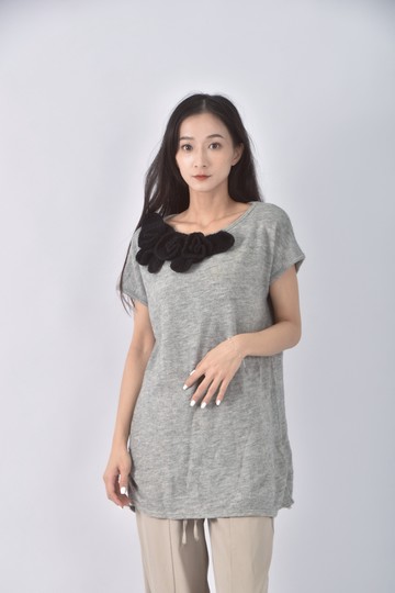 (XL) jenny shu質感圓領灰色短袖上衣