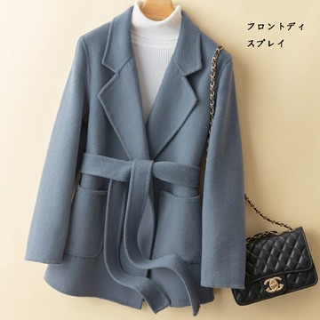 【巴黎精品】現貨+預購 真 100%羊毛大衣 毛呢外套-保暖中長款大口袋繫帶收腰女外套3色p1ag76