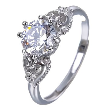 CF Diamond 女戒 莫桑鑽 A0810 D色 可調式戒圍  可調整  依戀 銀色