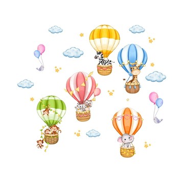 【辰達居家】熱氣球雲朵兒童壁貼
