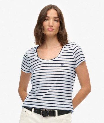 Superdry Women's Studios Scoop Neck T-shirt White Size: 12