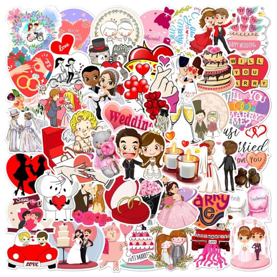 Wedding Stickers 50 Sheets Valentine's Day Love Anniversary Stickers Laptop