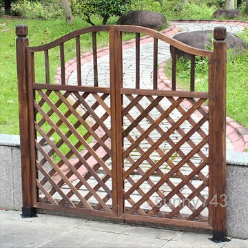 居家園藝 戶外木質防腐木門 木柵欄園藝雙開門籬笆門菜園院子門木圍欄花園門