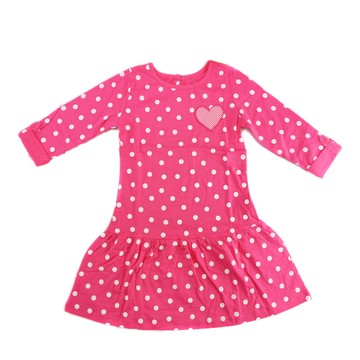 美國 Carter's - 愛心貼布點點長袖連身裙