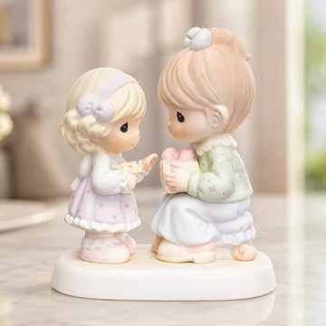 盒裝Precious Moments母女情深 水滴娃娃瓷偶 母親女兒禮物
