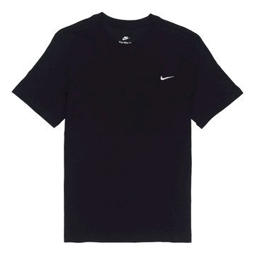 Nike Sportswear Solid Color Embroidered Logo Micro Mark Round Neck Casual Short Sleeve Black