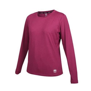 FIRESTAR 女彈性圓領長袖T恤-慢跑 路跑 運動 上衣 吸濕排汗 反光