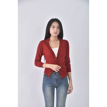 (S) nougat羊毛排扣純羊毛紅色外套二手衣