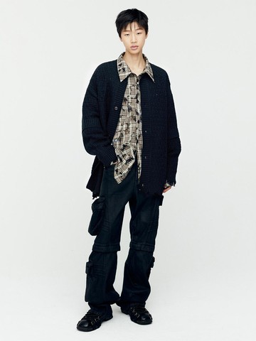Cargo Coated Wide-leg Jeans [Black] (apa748m)