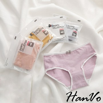 【HanVo】日系糖果色中低腰內褲 純棉內褲 女生內褲 棉質內褲 透氣舒適 女性內褲 內褲 女內褲 A11-5554