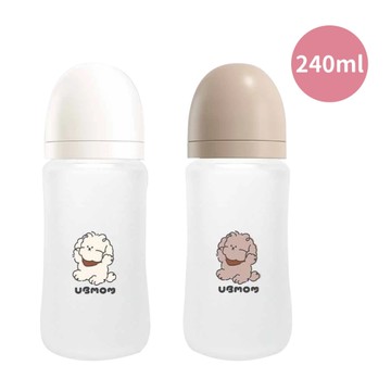 【買就送紅包】韓國 UBMOM 矽膠玻璃奶瓶240ml(附M號奶嘴頭)2款可選