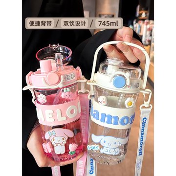 庫洛米兒童水杯女孩夏季高顏值玉桂狗吸管杯學生上學專用杯子新款