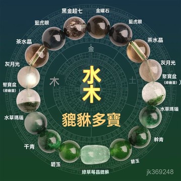 🙏🏻紫南宮過爐 開光🔥一月初更新-祈福五行缺補喜用木水手鏈男女貔貅天然水晶多寶平衡能量水木手串 PJLM