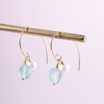 磷灰石珍珠14KGF包金耳環 | 天然水晶925純銀耳飾 | 可客製禮物