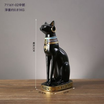 埃及法老貓擺件 創意招財貓擺件 客廳玄關家居裝飾 桌面書房復古裝飾品（中號）