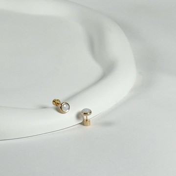 天然白蝶貝316醫療鋼轉珠耳環/ 14K金色 寶石 抗敏鋼 可戴洗澡 圓