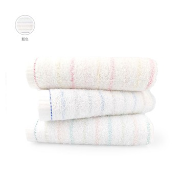 精梳棉粉彩條紋毛巾一入-藍色