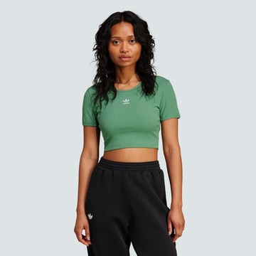 ADIDAS ORIGINALS ESS RIB TEE女短袖運動休閒上衣-綠-IY9665