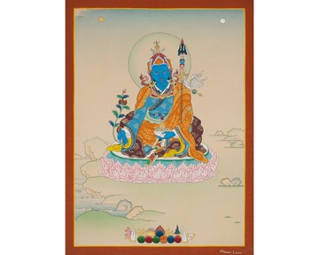 蓮花生大師醫術唐卡－蓮花生大士至高神力與療癒恩典的合一
