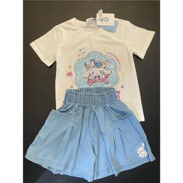 女中大童女孩夏裝玉桂狗庫洛米變臉短袖T恤天絲裙褲套裝