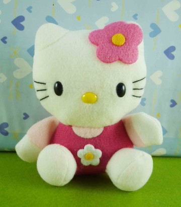 【震撼精品百貨】Hello Kitty 凱蒂貓~絨毛磁鐵-桃全身【共1款】